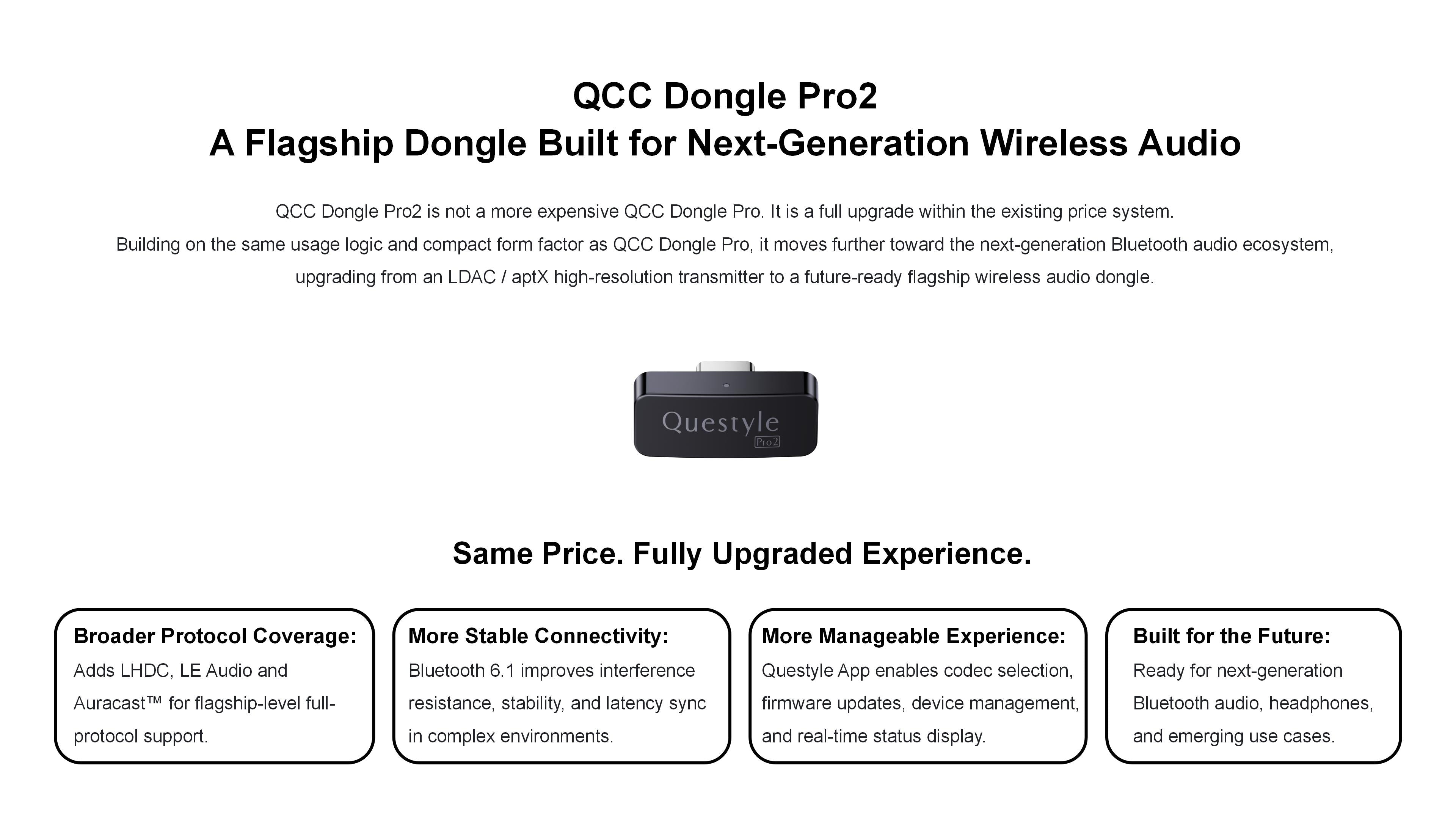 QCC Dongle Pro2 [MFi Certified] USB-C Bluetooth 6.1 Audio Adapter