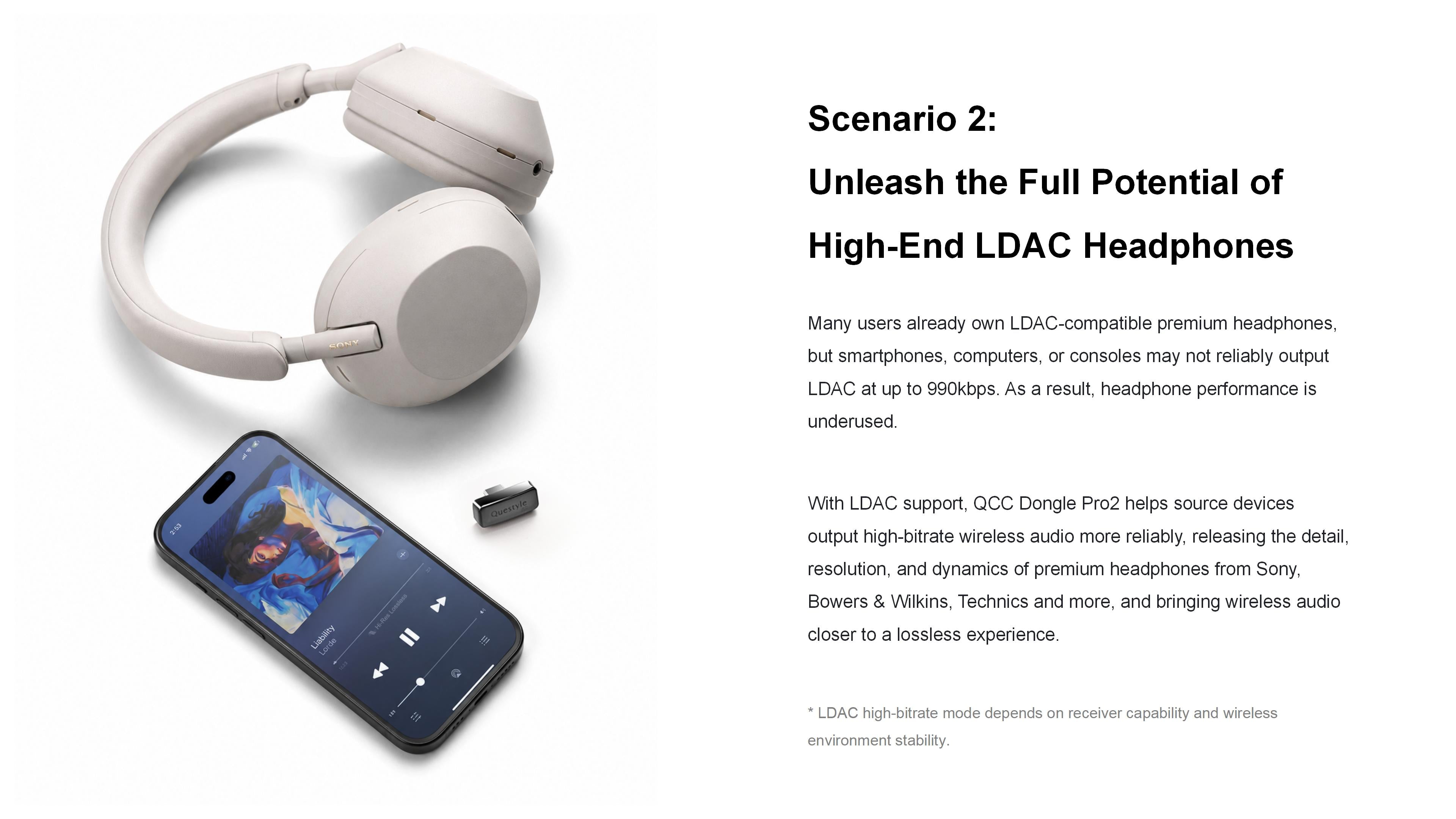 QCC Dongle Pro2 [MFi Certified] USB-C Bluetooth 6.1 Audio Adapter